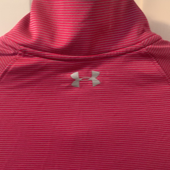 Under Armour lightweight activewear  zip striped raspberry and gray  like new - Picture 3 of 4